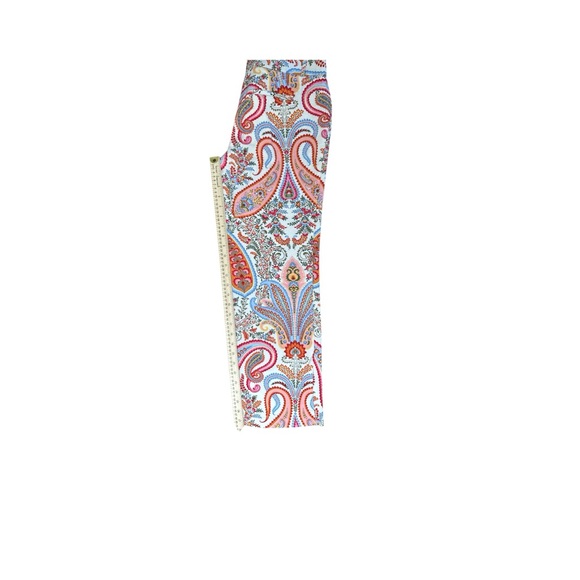 J. Crew Vibrant Multi Color Block Paisley Pants, Womens Size 4 100% Cotton - Picture 6 of 8